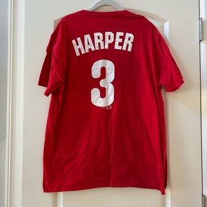 MLB Bryce Harper #3 Philadelphia Phillies red Crewneck T shirt. EUC. Soft. XL